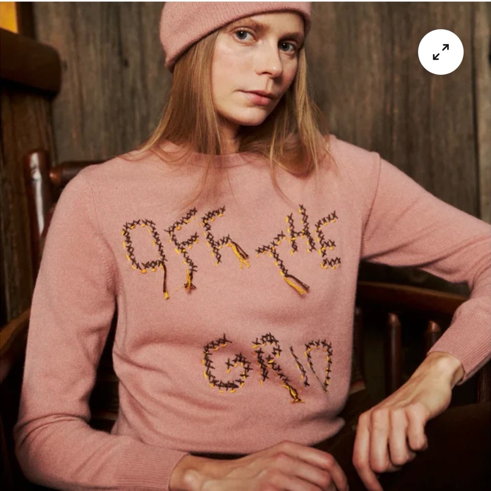 Cashmere Chic Pink Embroidered Sweater